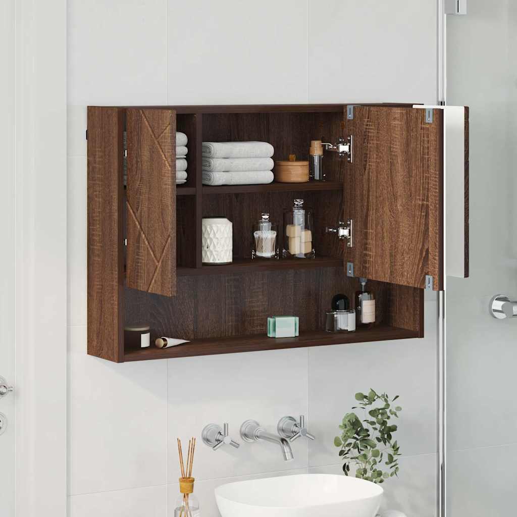 vidaXL Spiegelschrank Braun Eichen-Optik 80 x 17 x 55 cm Holzwerkstoff