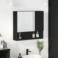 vidaXL Spiegelschrank mit Tür Schwarz 80 x 17 x 55 cm Holzwerkstoff