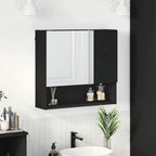 vidaXL Spiegelschrank mit Tür Schwarz 80 x 17 x 55 cm Holzwerkstoff