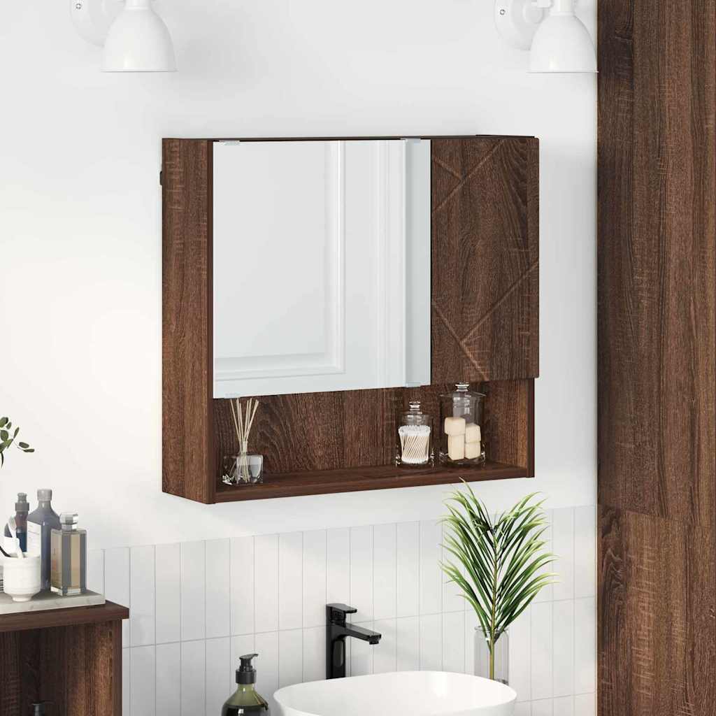 vidaXL Spiegelschrank Braun Eichen-Optik 80 x 17 x 55 cm Holzwerkstoff