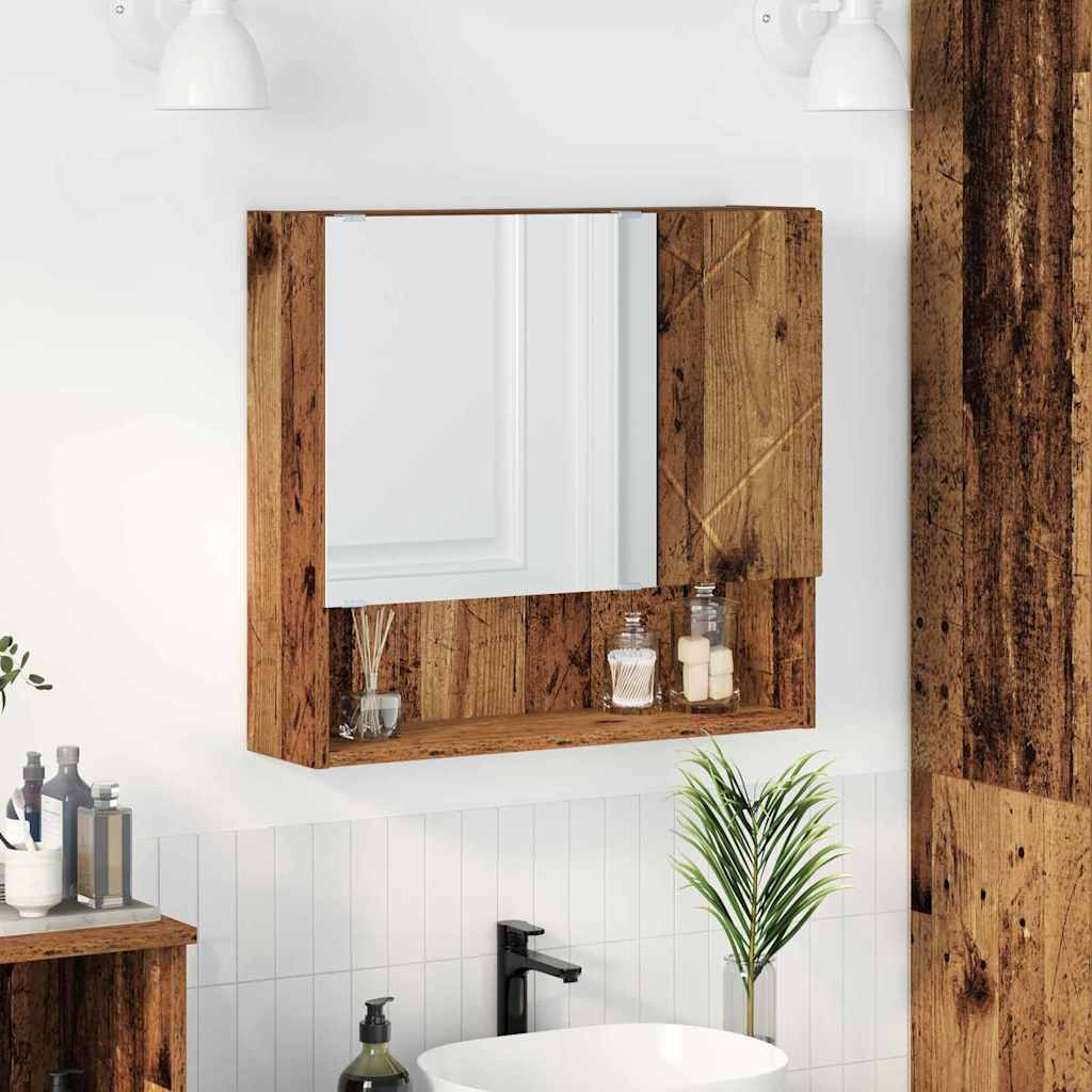 vidaXL Spiegelschrank mit Tür Altholz 59 x 17 x 55 cm Holzwerkstoff