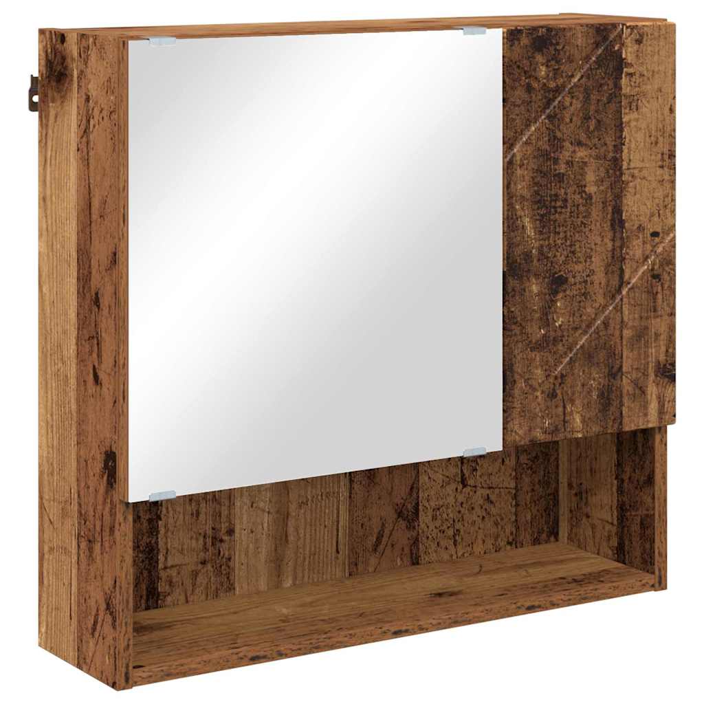 vidaXL Spiegelschrank mit Tür Altholz 59 x 17 x 55 cm Holzwerkstoff
