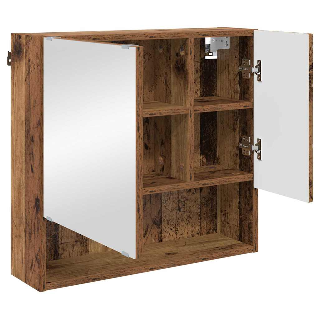 vidaXL Spiegelschrank mit Tür Altholz 59 x 17 x 55 cm Holzwerkstoff
