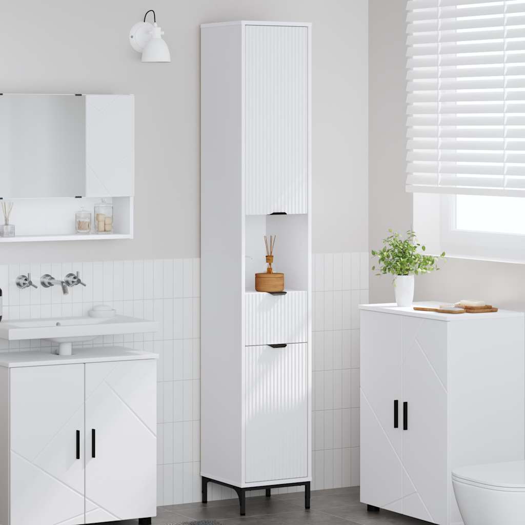 vidaXL Badezimmerschrank mit Schubladen Weiß 31,5 x 33 x 190 cm