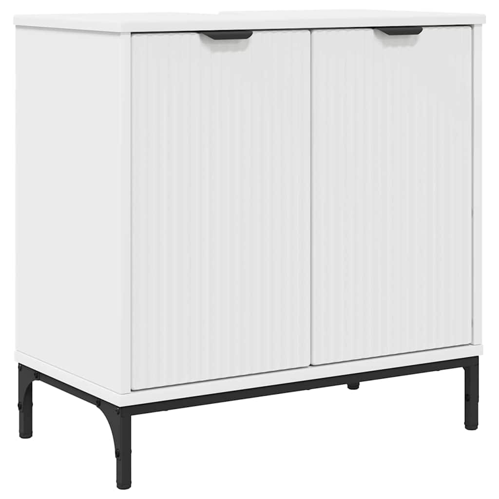 vidaXL Badezimmer Waschbecken Schrank mit Tür Weiß 60,5 x 33,5 x 61 cm