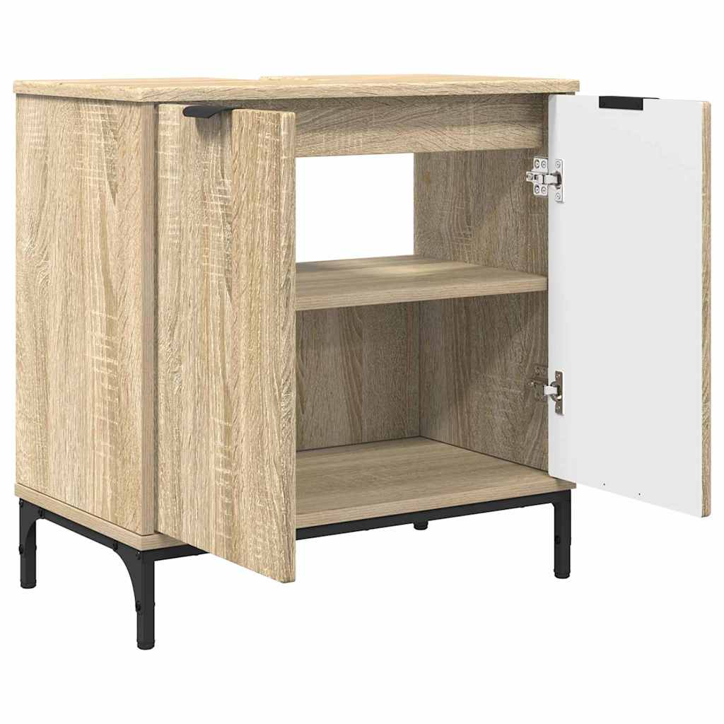vidaXL Waschbeckenschrank mit Tür Sonoma-Eiche 60,5 x 33,5 x 61 cm