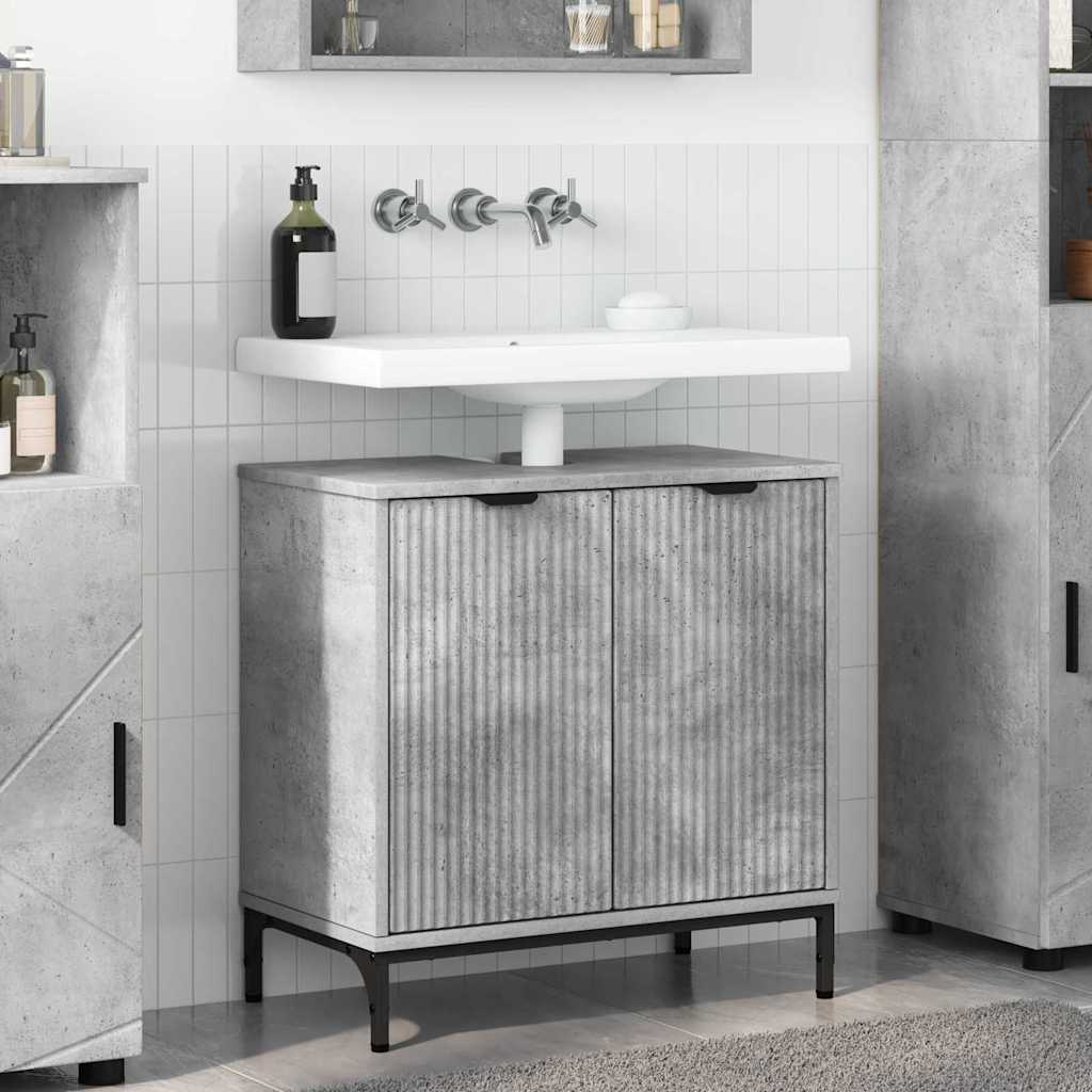 vidaXL Waschbeckenschrank Beton Grau 60,5 x 33,5 x 61 cm Holzwerkstoff