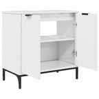 vidaXL Badezimmer Waschbecken Schrank mit Speicher Hochglanz-Weiß