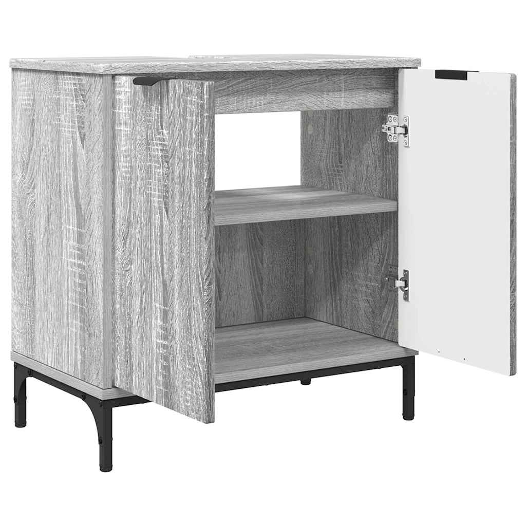 vidaXL Waschbeckenschrank mit Tür Graues Sonoma 60,5 x 33,5 x 61 cm