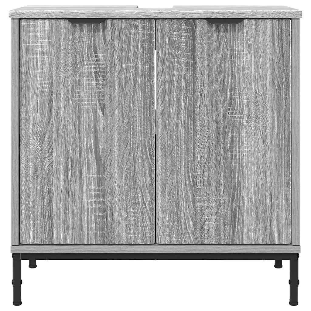 vidaXL Waschbeckenschrank mit Tür Graues Sonoma 60,5 x 33,5 x 61 cm