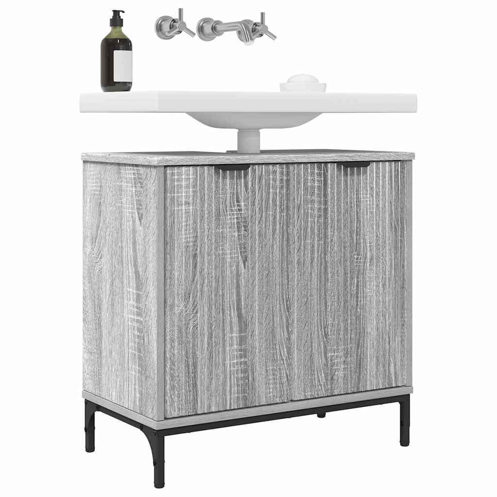 vidaXL Waschbeckenschrank mit Tür Graues Sonoma 60,5 x 33,5 x 61 cm