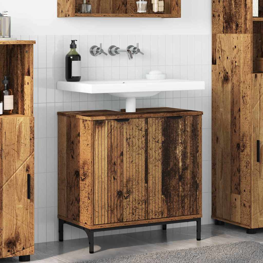 vidaXL Waschbeckenschrank Altholz 60,5 x 33,5 x 61 cm Holzwerkstoff