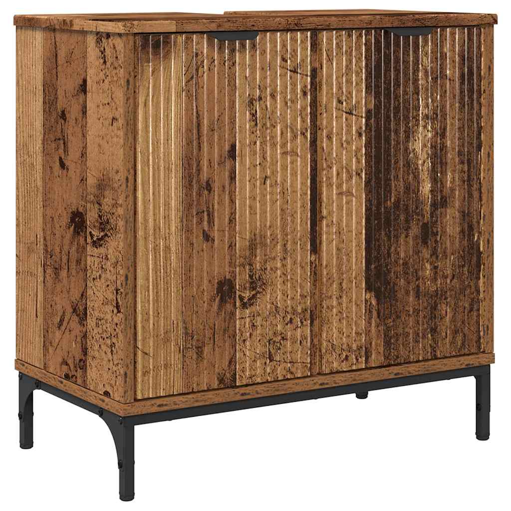 vidaXL Waschbeckenschrank Altholz 60,5 x 33,5 x 61 cm Holzwerkstoff