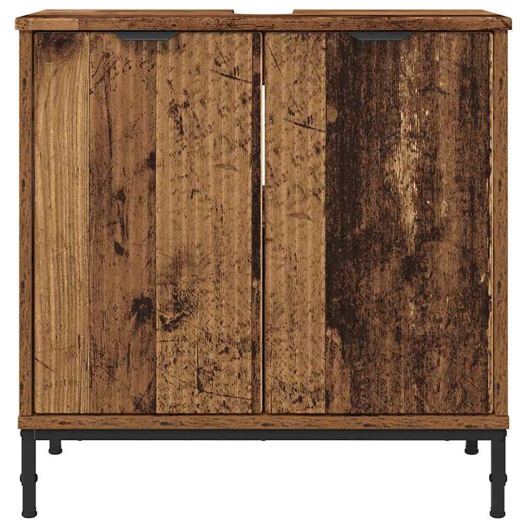 vidaXL Waschbeckenschrank Altholz 60,5 x 33,5 x 61 cm Holzwerkstoff