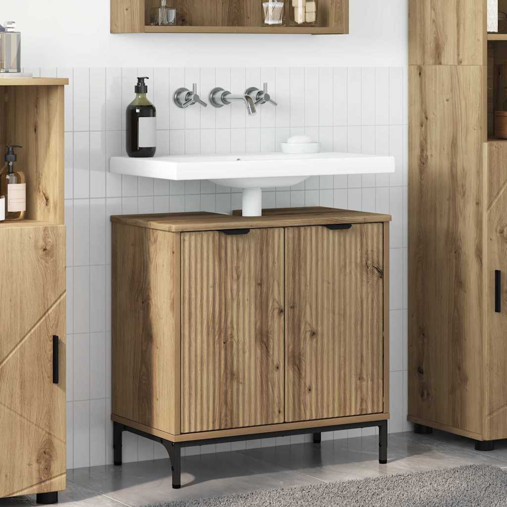 vidaXL Waschbeckenschrank mit Tür Artisan-Eiche 60,5 x 33,5 x 61 cm