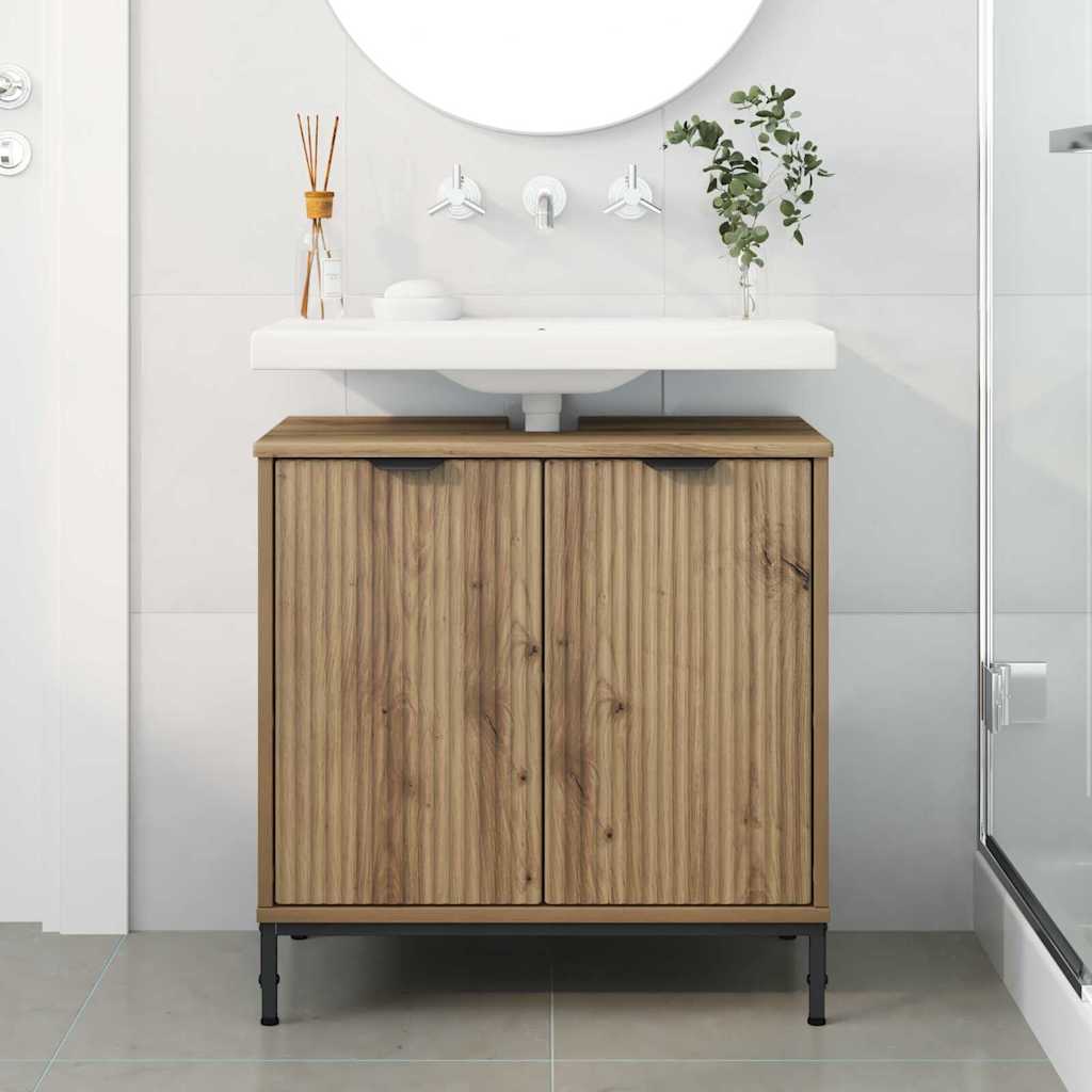 vidaXL Waschbeckenschrank mit Tür Artisan-Eiche 60,5 x 33,5 x 61 cm