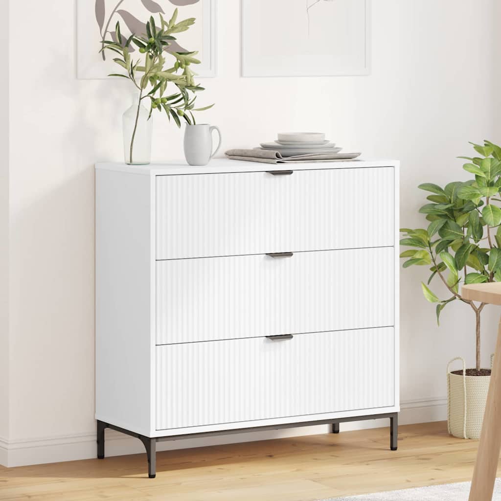 vidaXL Sideboard mit Schubladen Weiß 79,5 x 33 x 82 cm Holzwerkstoff