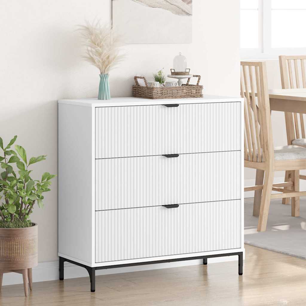 vidaXL Sideboard mit Schubladen Weiß 79,5 x 33 x 82 cm Holzwerkstoff