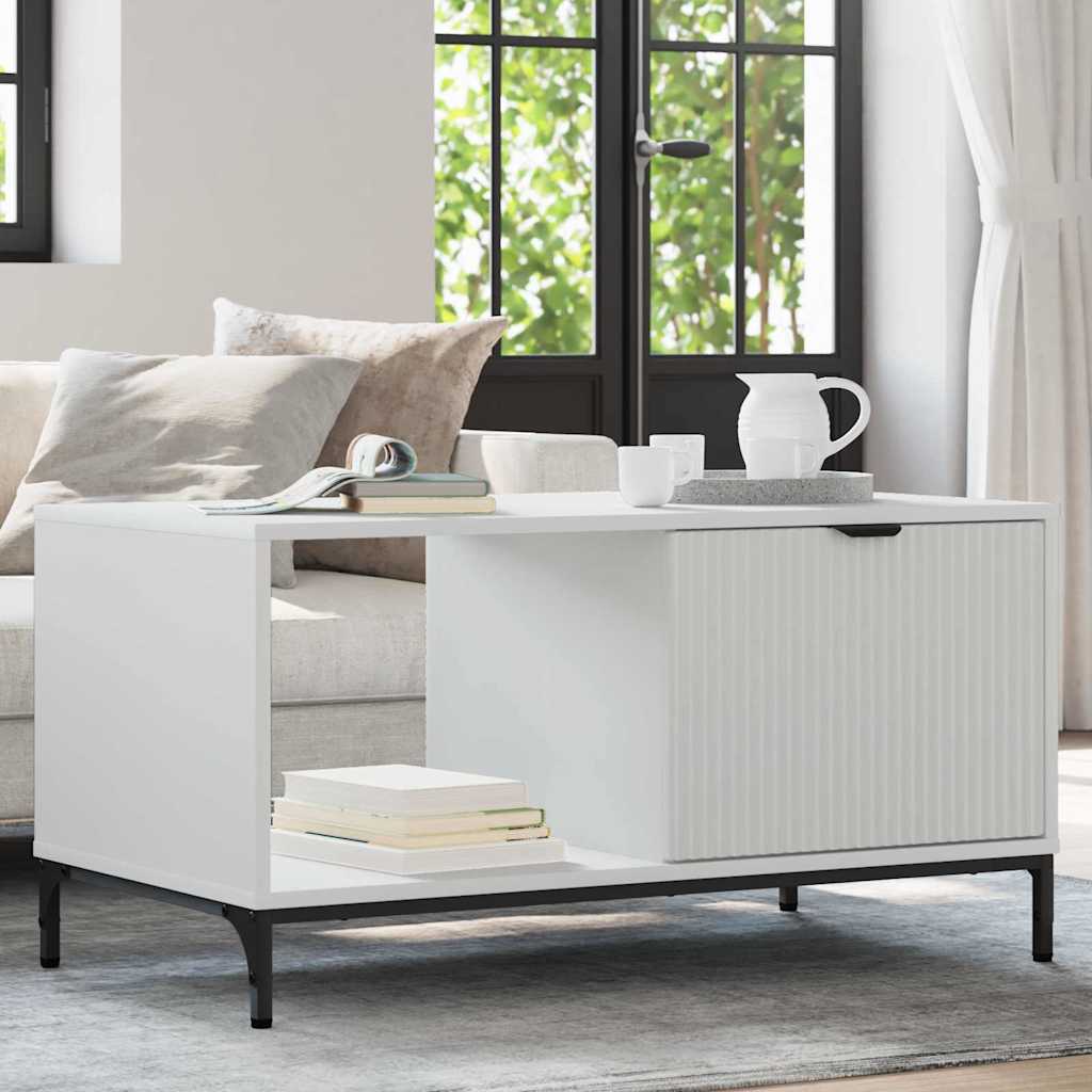 vidaXL Couchtisch mit Schubladen Weiß 90 x 49 x 46 cm Holzwerkstoff