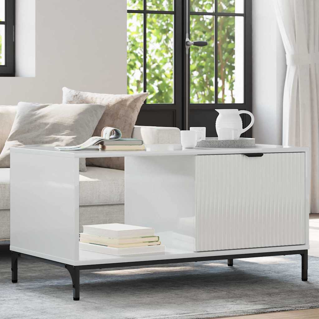 vidaXL Couchtisch Hochglanz Weiß 90 x 49 x 46 cm Holzwerkstoff