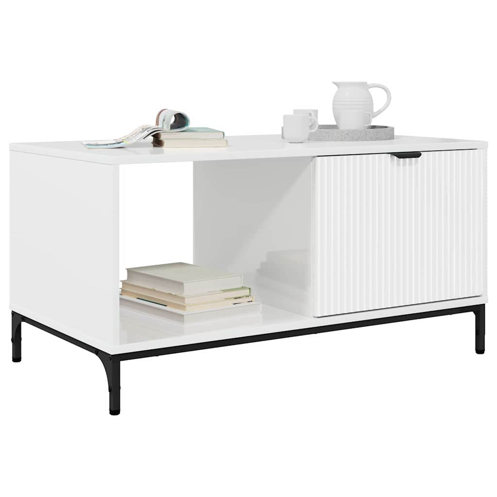 vidaXL Couchtisch Hochglanz Weiß 90 x 49 x 46 cm Holzwerkstoff