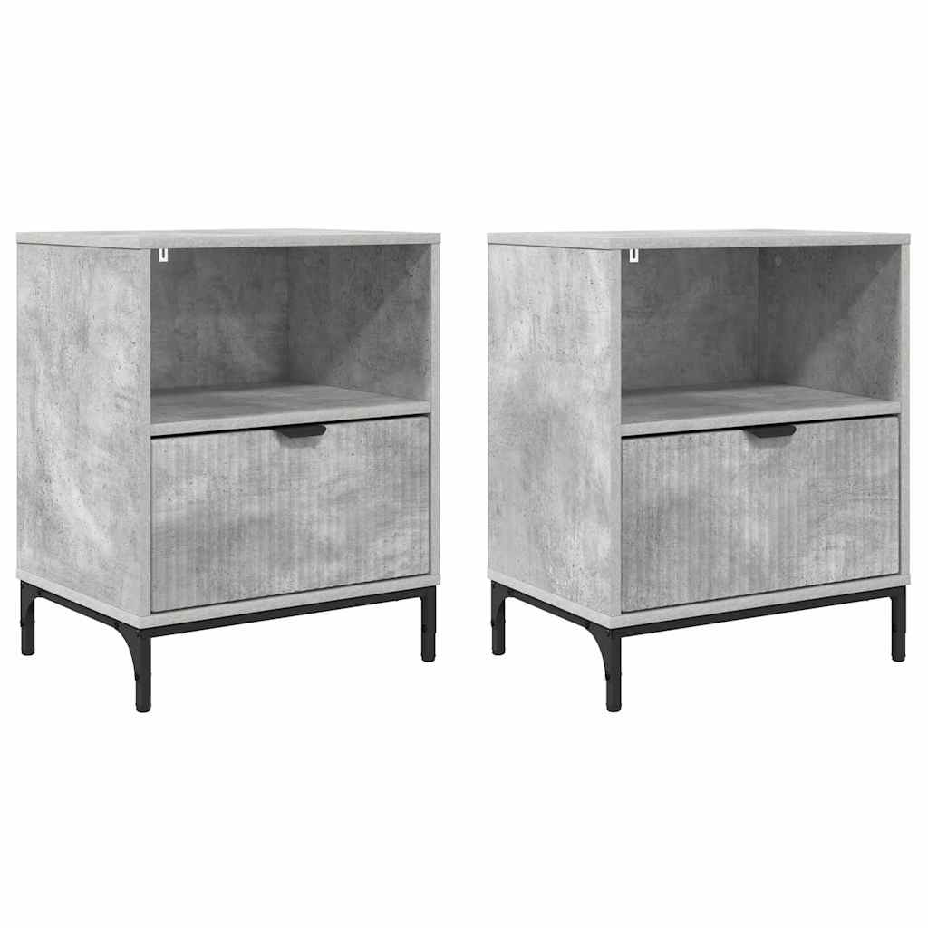 vidaXL Nachttisch 2 pcs Betongrau 49 x 36 x 61 cm Holzwerkstoff