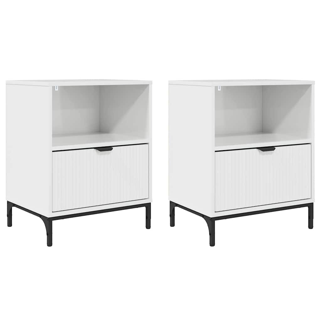vidaXL Nachttisch 2 pcs Hochglanz-Weiß 49 x 36 x 61 cm Holzwerkstoff
