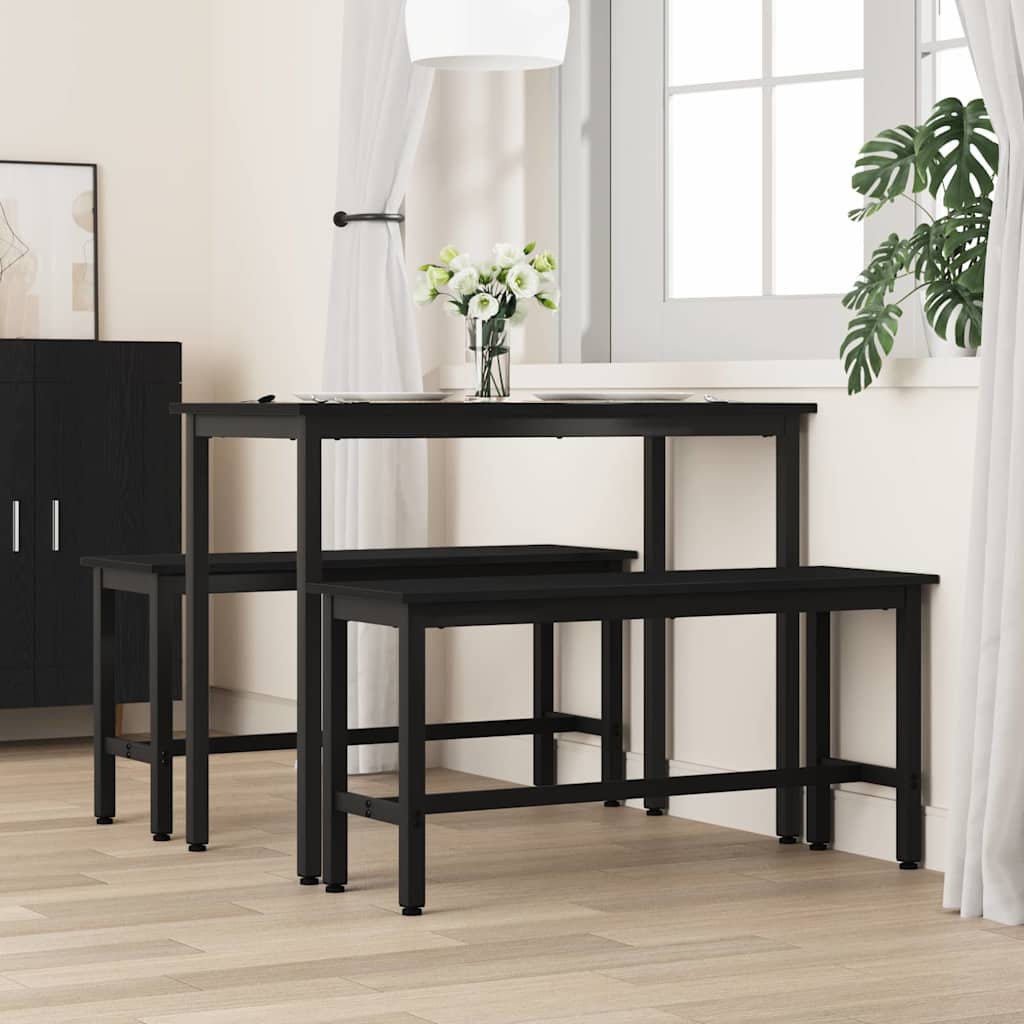 vidaXL Esstischbank Schwarz Eichen-Optik 100 x 32,5 x 48,5 cm