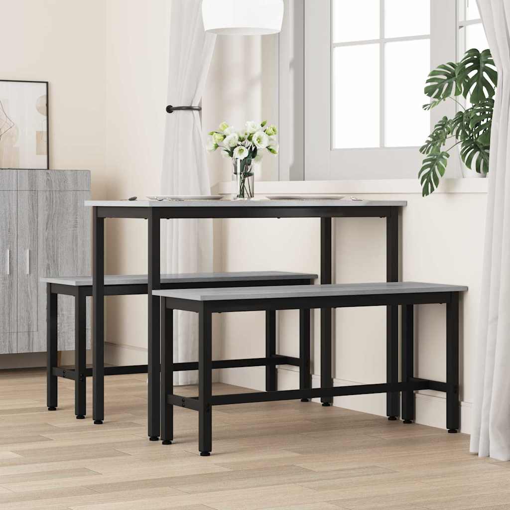 vidaXL Esstischbank 2 pcs Graues Sonoma 100 x 32,5 x 48,5 cm