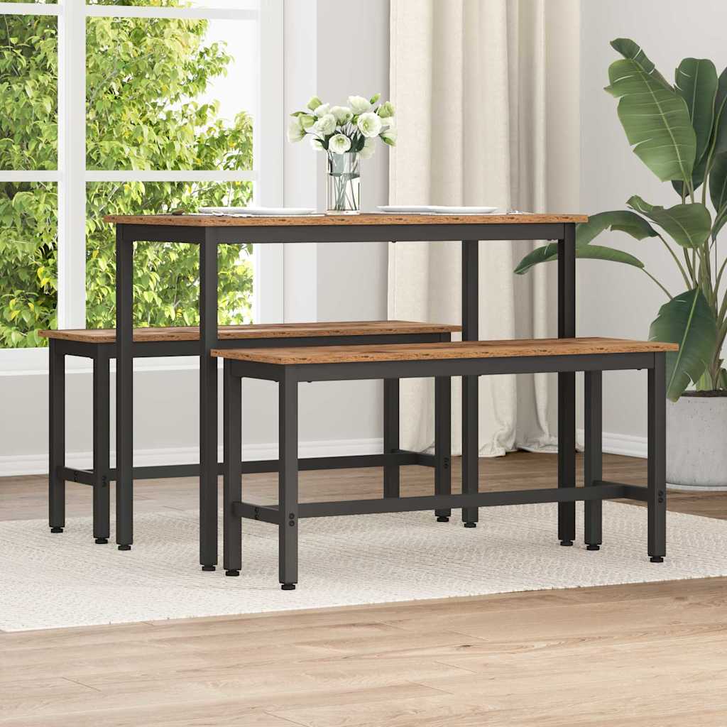 vidaXL Esstischbank 2 pcs Altholz 100 x 32,5 x 48,5 cm