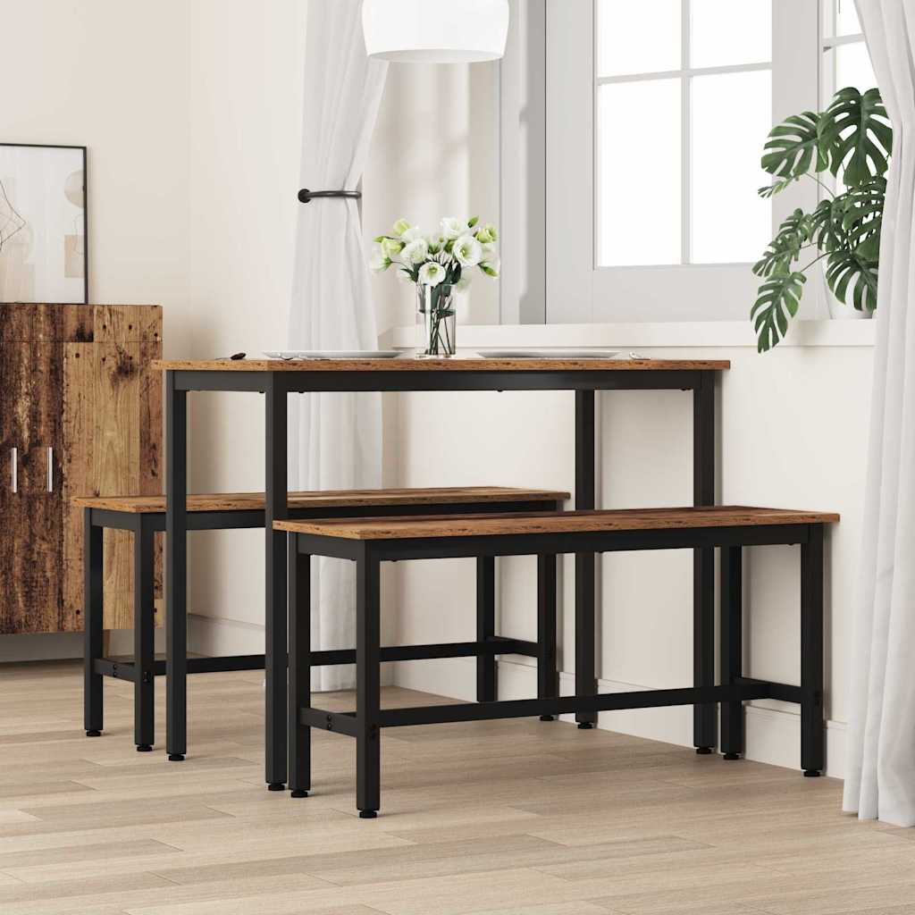 vidaXL Esstischbank 2 pcs Altholz 100 x 32,5 x 48,5 cm