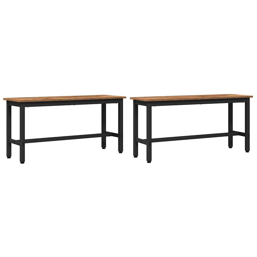 vidaXL Esstischbank 2 pcs Altholz 100 x 32,5 x 48,5 cm