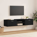 vidaXL Holzschrank Wandmontiert Schwarz 150 x 39 x 30 cm Holzwerkstoff