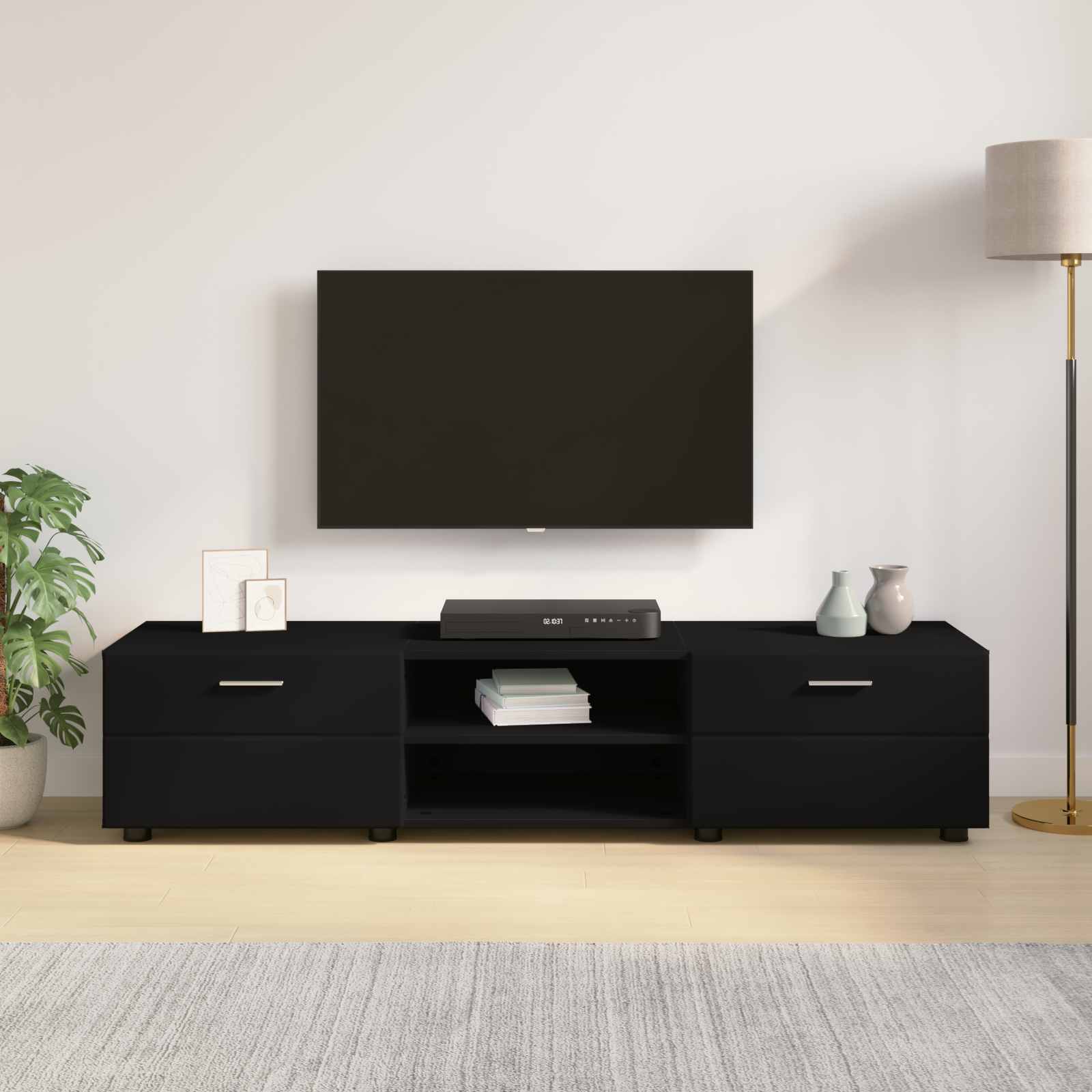 vidaXL Holzschrank Wandmontiert Schwarz 150 x 39 x 30 cm Holzwerkstoff