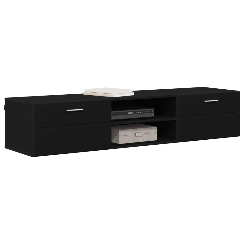 vidaXL Holzschrank Wandmontiert Schwarz 150 x 39 x 30 cm Holzwerkstoff