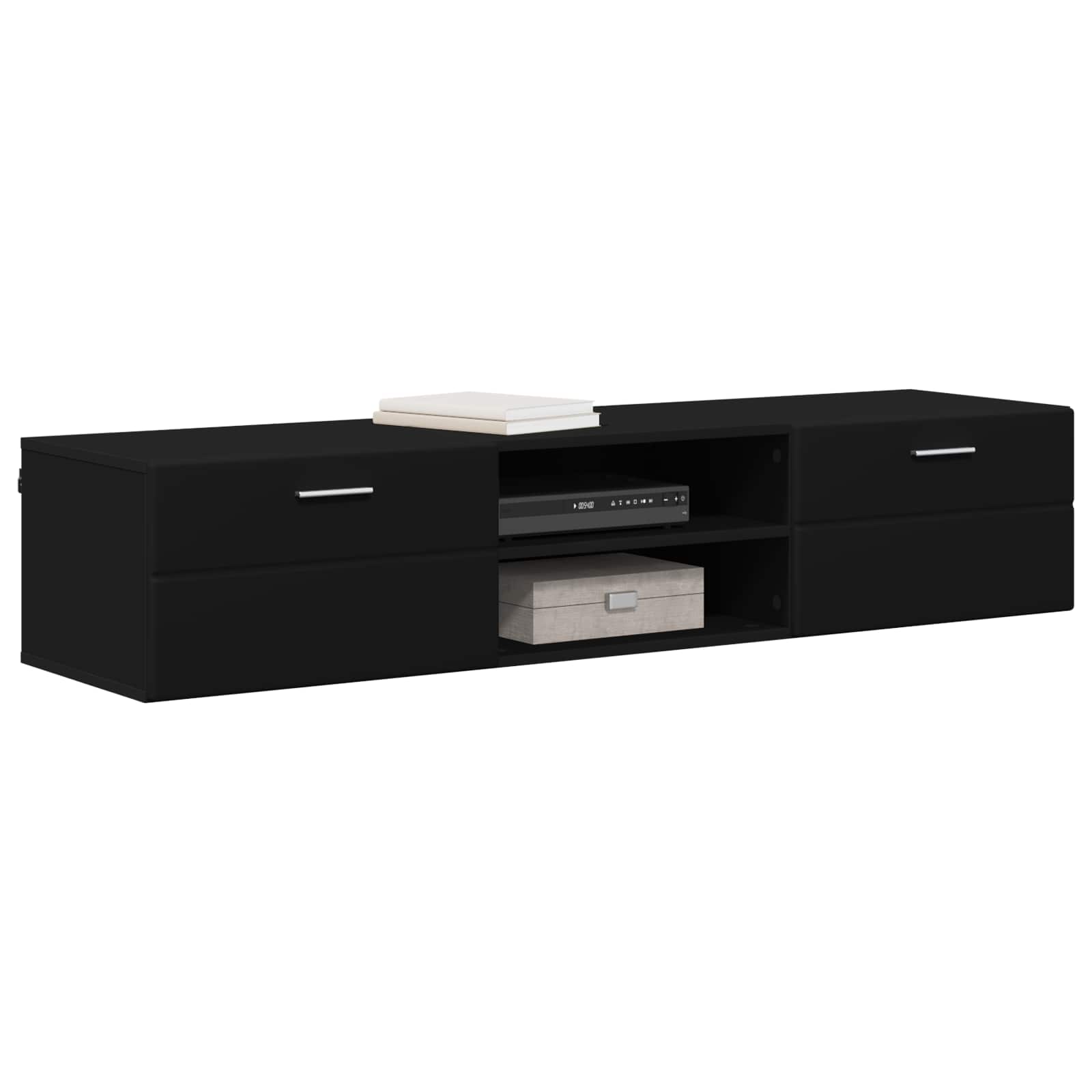 vidaXL Holzschrank Wandmontiert Schwarz 150 x 39 x 30 cm Holzwerkstoff