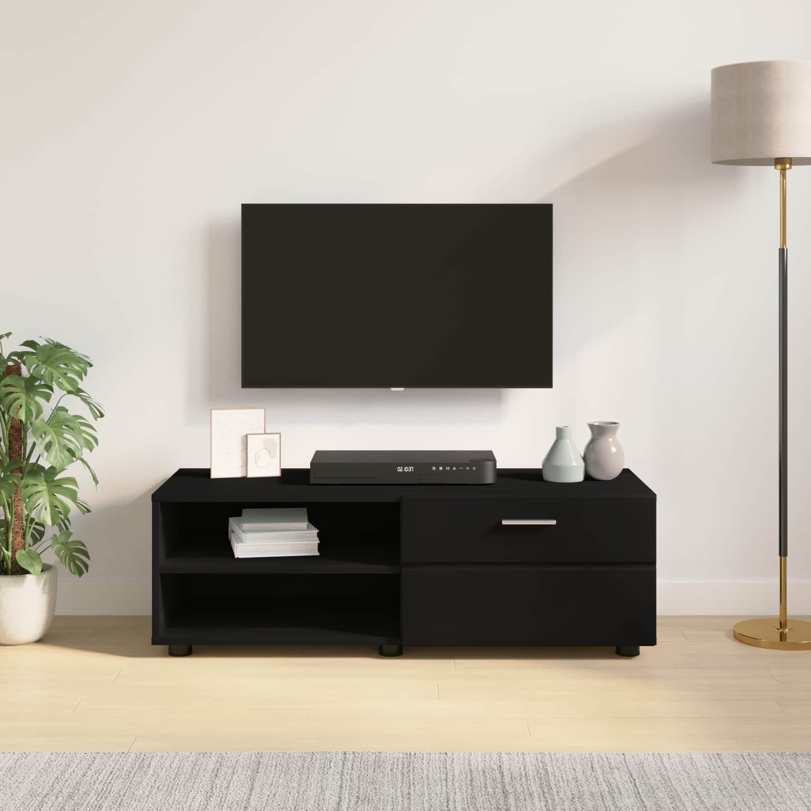 vidaXL Holzschrank Schwarz 100,5 x 39 x 30 cm Holzwerkstoff