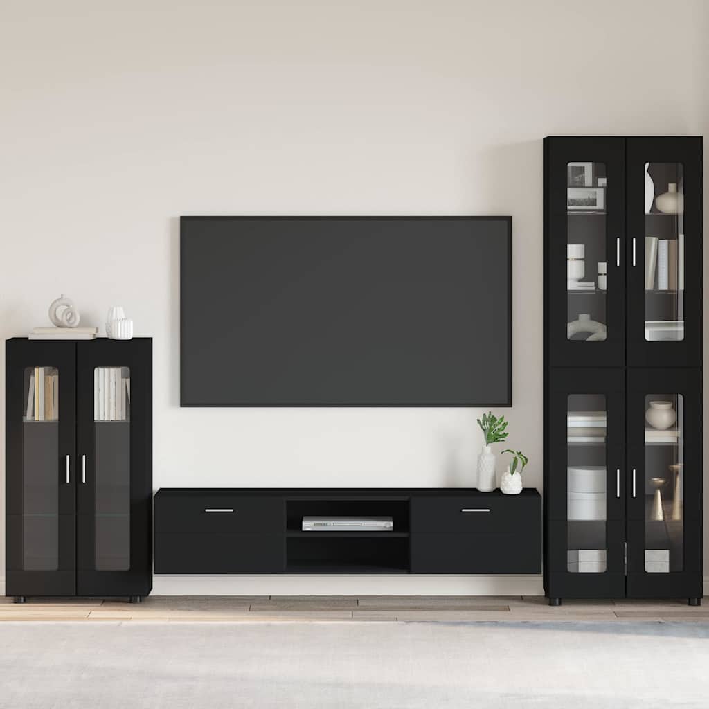 vidaXL Sideboard FLORIN Schwarz 55,5 x 29 x 100 cm Holzwerkstoff