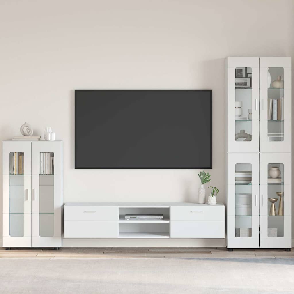 vidaXL Sideboard mit Regal FLORIN Hochglanz Weiß 55,5 x 29 x 100 cm
