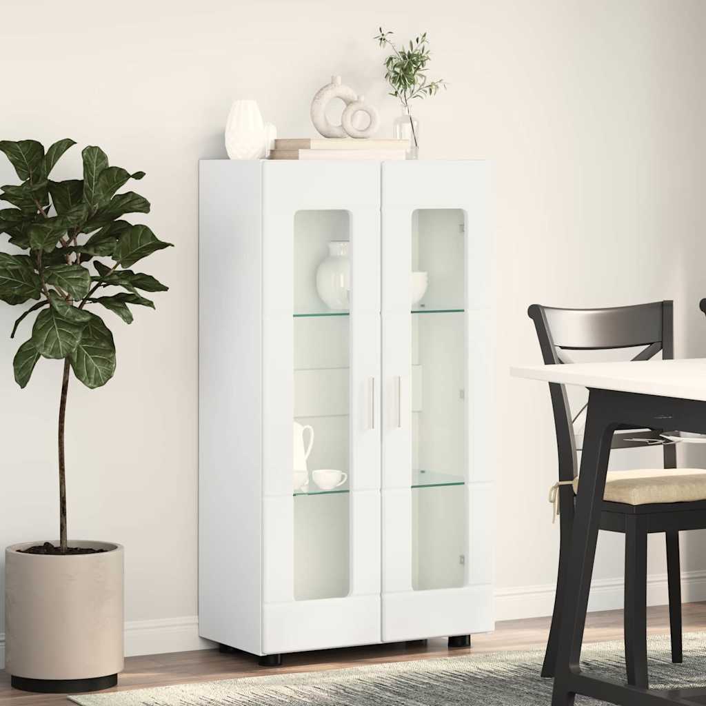 vidaXL Sideboard mit Regal FLORIN Hochglanz Weiß 55,5 x 29 x 100 cm