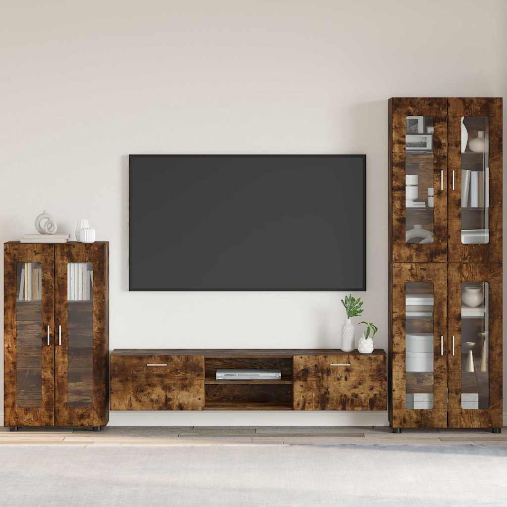 vidaXL Sideboard mit Regal FLORIN Geräucherte Eiche 55,5 x 29 x 100 cm