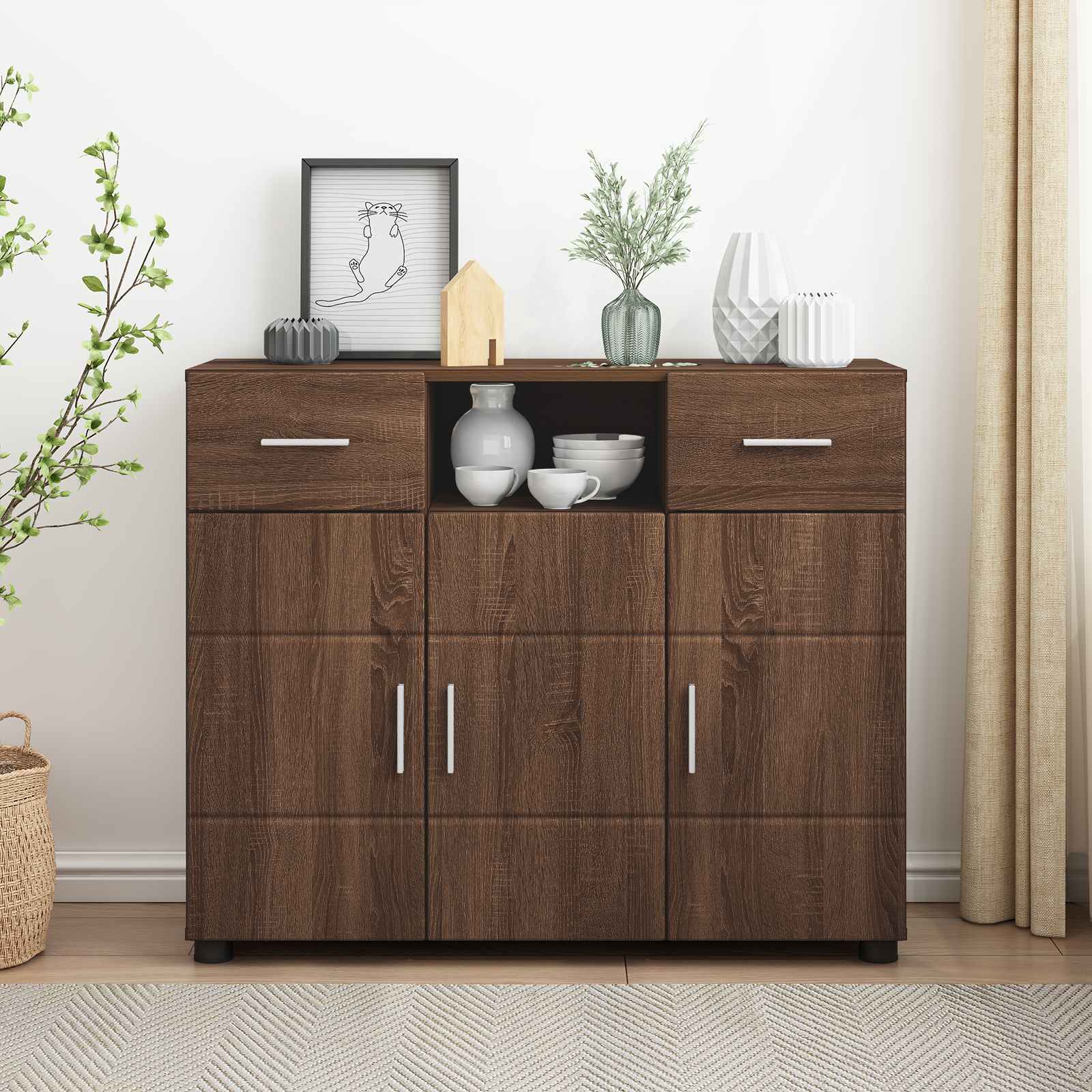vidaXL Holzschrank mit Speicher Braun Eichen-Optik 88,5 x 30,5 x 73 cm