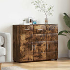 vidaXL Sideboard mit Tür FLORIN Geräucherte Eiche 88,5 x 30,5 x 73 cm