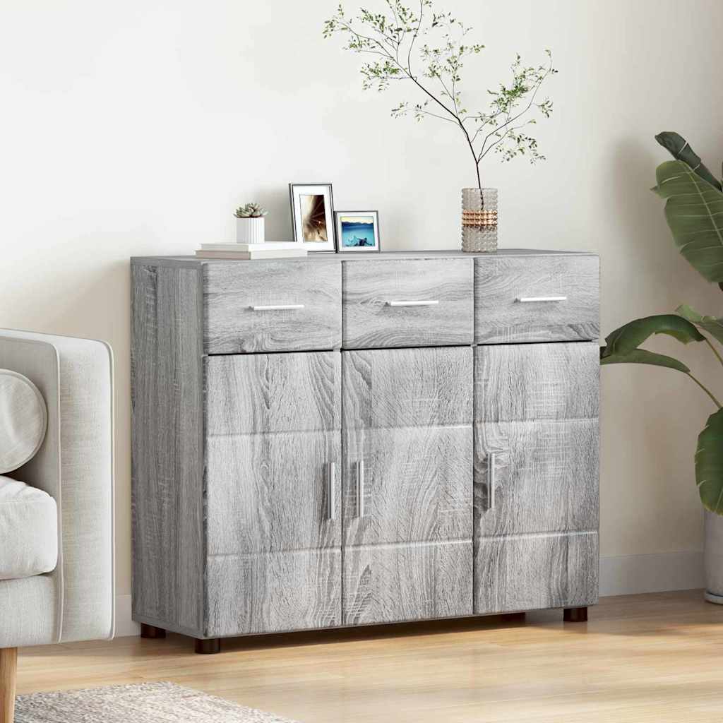 vidaXL Sideboard mit Regal FLORIN Graues Sonoma 88,5 x 30,5 x 55,5 cm