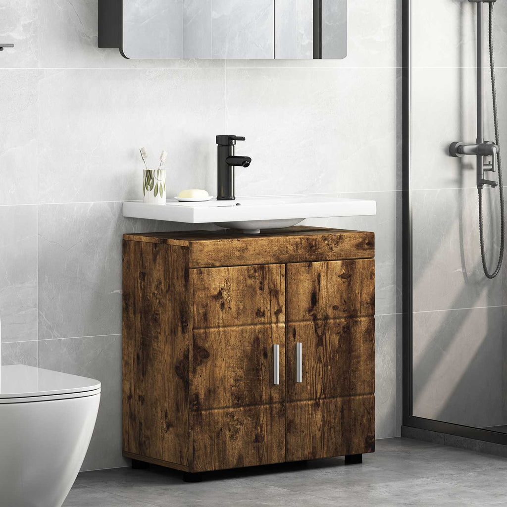 vidaXL Badezimmerschrank-Set TULUM Geräucherte Eiche 60 x 34 x 63 cm