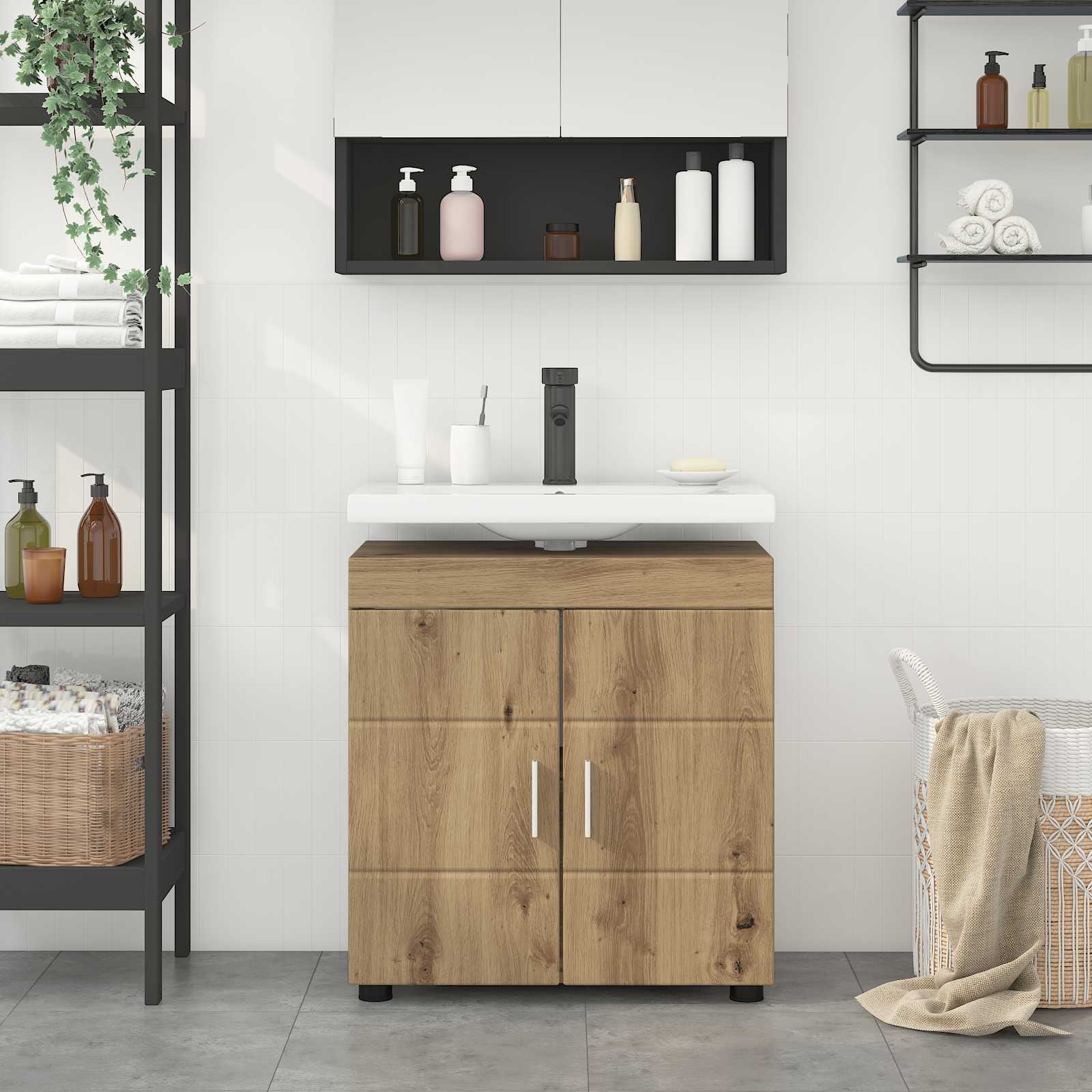 vidaXL Badezimmerschrank-Set TULUM Artisan-Eiche 60 x 34 x 63 cm