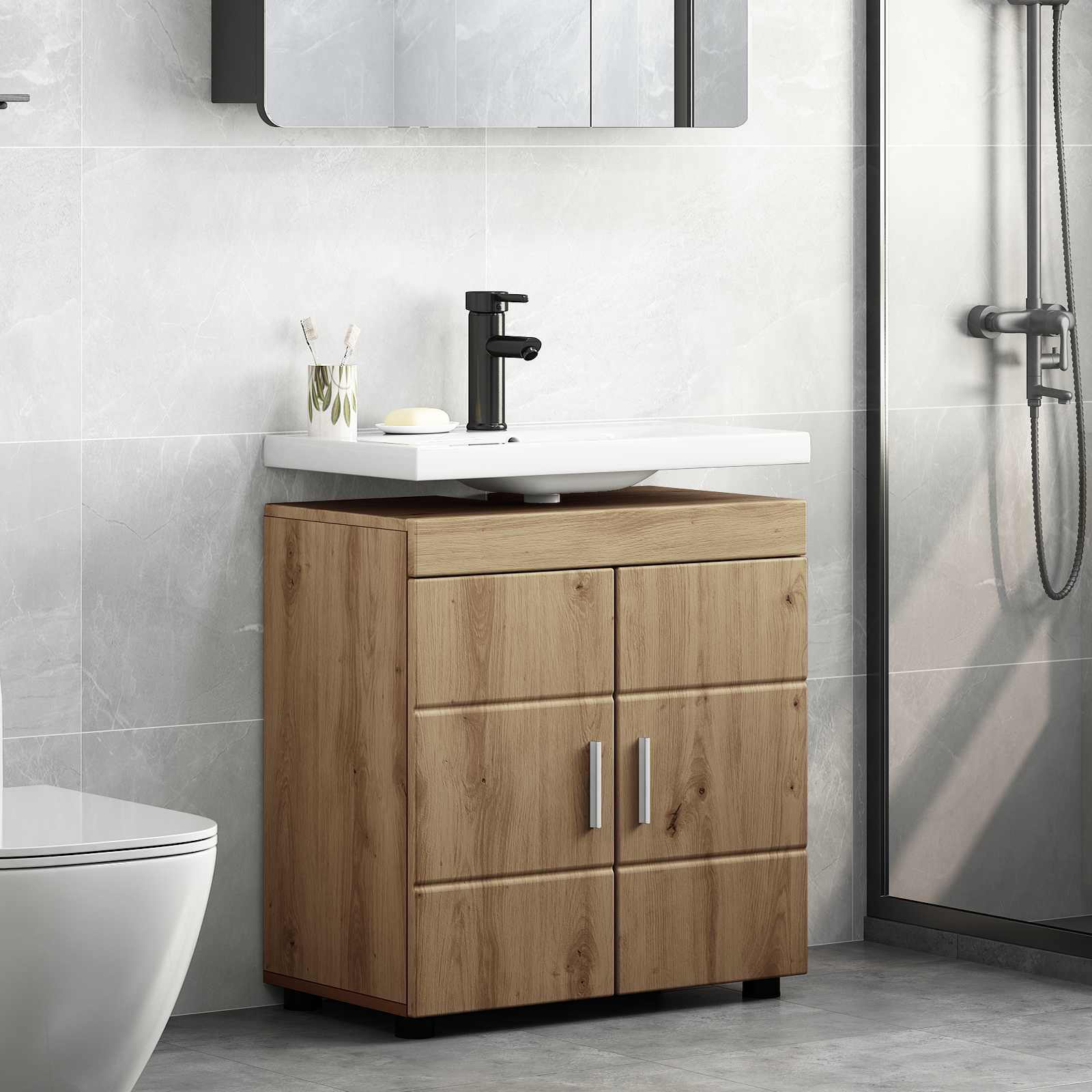 vidaXL Badezimmerschrank-Set TULUM Artisan-Eiche 60 x 34 x 63 cm