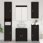 vidaXL Badezimmer-Wandschrank mit Tür TULUM Schwarz 37 x 24,5 x 86 cm