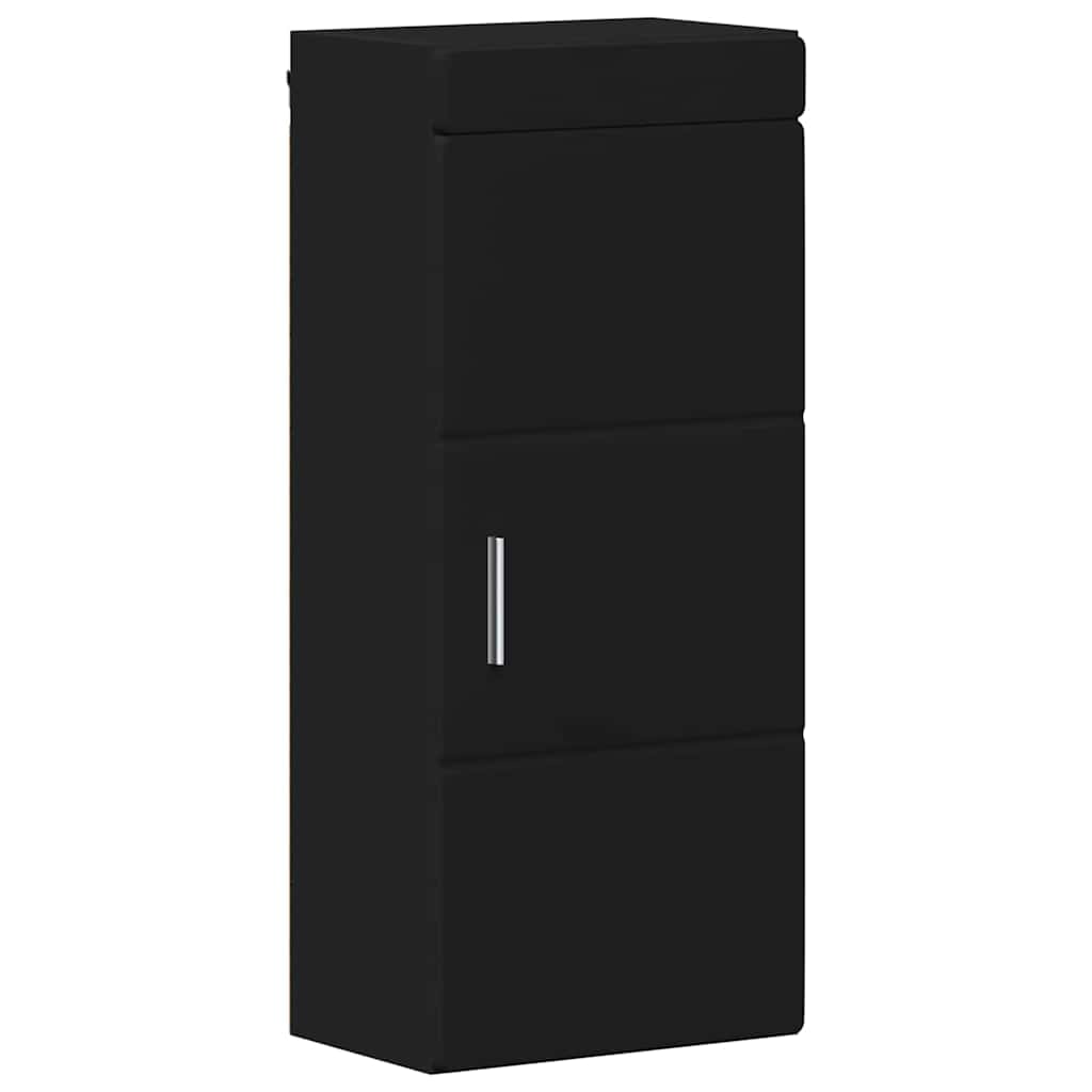 vidaXL Badezimmer-Wandschrank mit Tür TULUM Schwarz 37 x 24,5 x 86 cm