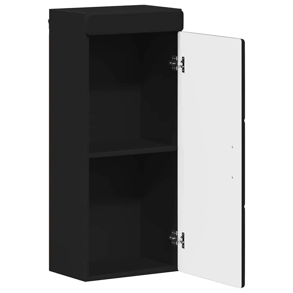vidaXL Badezimmer-Wandschrank mit Tür TULUM Schwarz 37 x 24,5 x 86 cm